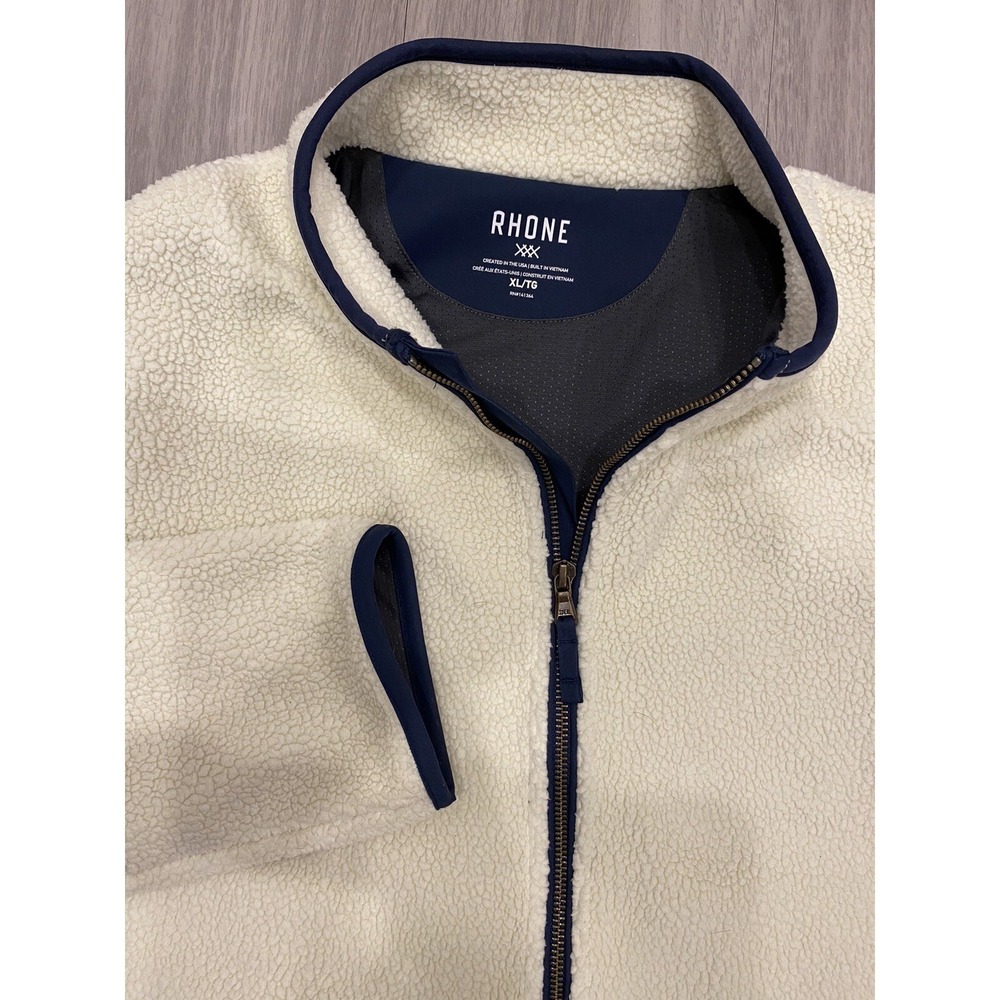 Rhone Men's Jacket Full Zip Fleece Sweater Pockets Size XL Created In USA White‎ - Picture 3 of 7